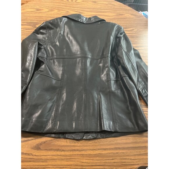 Pelle Studio black blazer button front collared leather jacket size Large - Picture 8 of 12